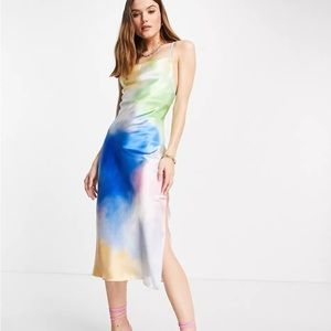 NEW WITH TAGS ASOS watercolor midi dress